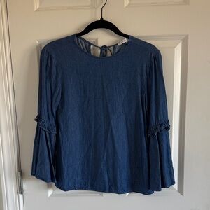 English Factory Denim Blue Women's Top with Ruffle Sleeves Size XS